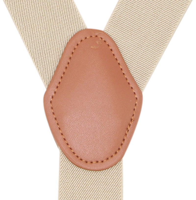Bioterti Menâ€™s Y-Shaped Heavy Duty Suspenders â€“ 6 Metal Clips, Elastic Straps (Khaki) - Image 2